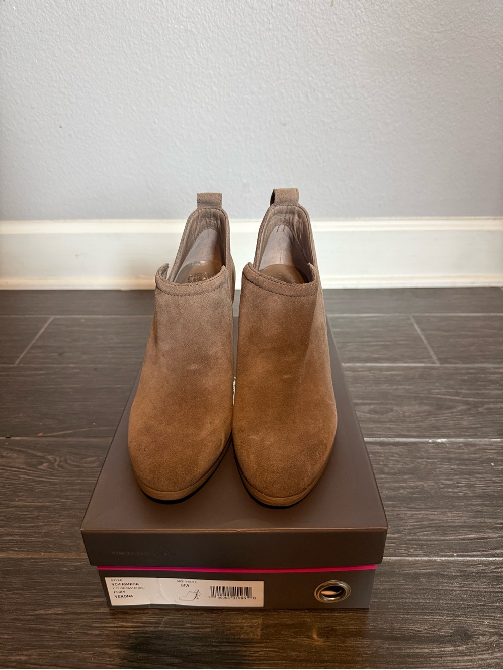 Vince Camuto Taupe Suede Ankle Booties
